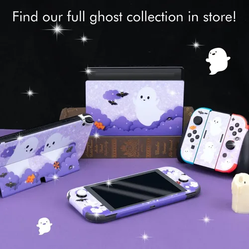 Vista 3 de BelugaDesign Ghost Switch Skin Halloween Spooky Cute Anime Cartoon Pastel Sticker Wrap Vinyl Decal Kawaii Gothic Kids Girls Japanese l Compatible