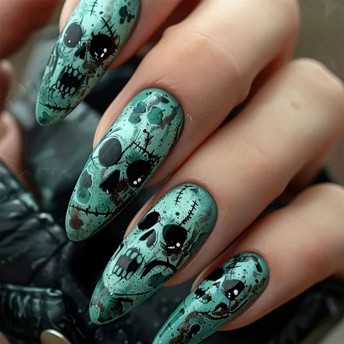 Vista 17 de RIICFDD - Uñas largas a presión con forma de almendra, punta de uñas con lazo grande, color rosa nude, con dijes de lazo negro, uñas postizas