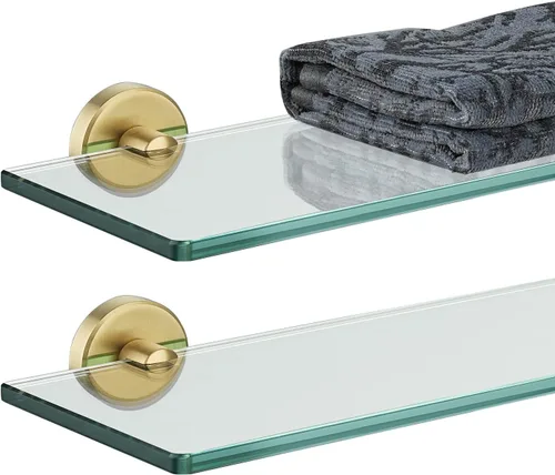 Vista 32 de JQK Pequeños estantes flotantes de vidrio negro, repisas de exhibición de 4 pulgadas para pared, mini decoración, sala de estar, dormitorio, baño
