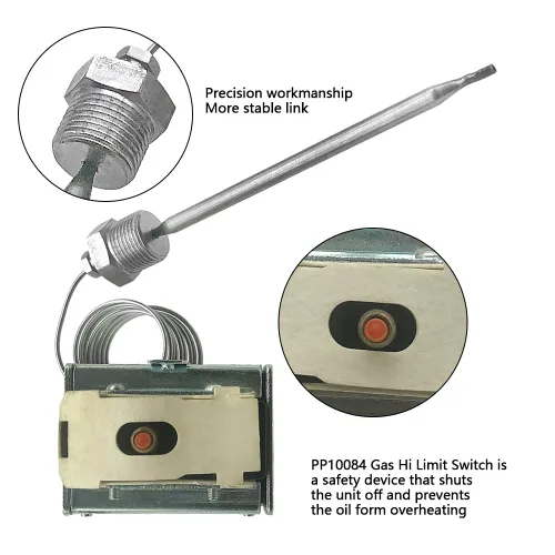 Vista 4 de Interruptor de límite alto PP10084 compatible con freidora Pitco 1/4 "Rosca Mpt Stuff Box 450°F/446.0 °F Interruptor de freidora de termostato