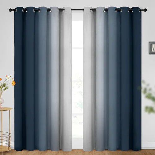 Vista 82 de SimpleHome Cortinas degradadas degradadas para oscurecer la habitación de 36 pulgadas de largo para dormitorio, con ojales y bloqueo de luz Negro