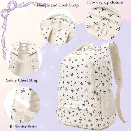 Vista 34 de Juego de mochila para niñas con diseño de unicornio, mochila escolar para niños, mochila para libros para niñas, set 3 en 1, regreso a clases