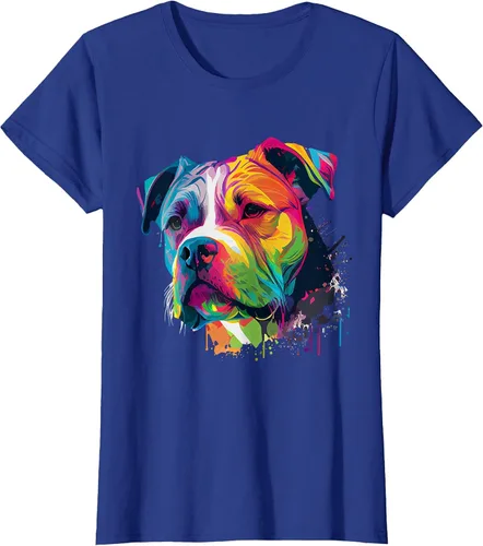 Vista 52 de Colorful American Bulldog American Bully Men Women T-Shirt Asphalt Grey