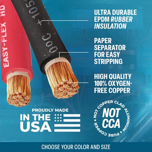 Vista 2 de TEMCo 1 Gauge AWG 10 pies Negro Cable de Soldadura Flexible de Cobre Puro Fabricado en EE. UU. para Batería - Uso Pesado para Solar, Inversor