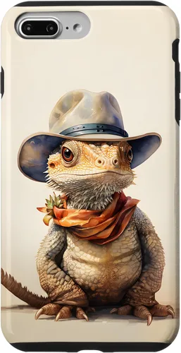 Vista 11 de iPhone 16 Lindo dragón barbudo Beardie con un estuche de sombrero de vaquero