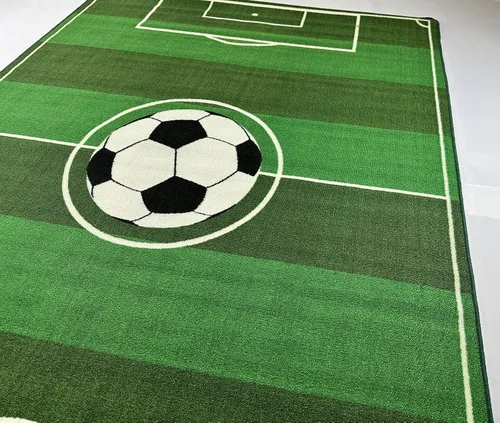 Vista 8 de Mybecca Alfombra para niños de 4 pies 11 pulgadas x 6 pies 10 pulgadas (59 x 82 pulgadas), con respaldo de gel antideslizante, campo de fútbol
