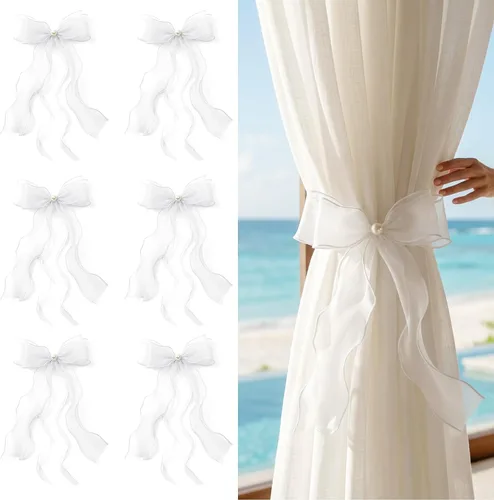 Vista 12 de Alzapaños de organza negra traslúcida para cortina, paquete de 6 Negro transparente