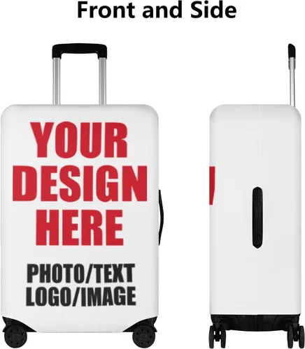 Vista 2 de POPCUSTOMS Funda de equipaje de viaje personalizada, protector de equipaje personalizado para maleta de mascota, funda de equipaje lavable, texto