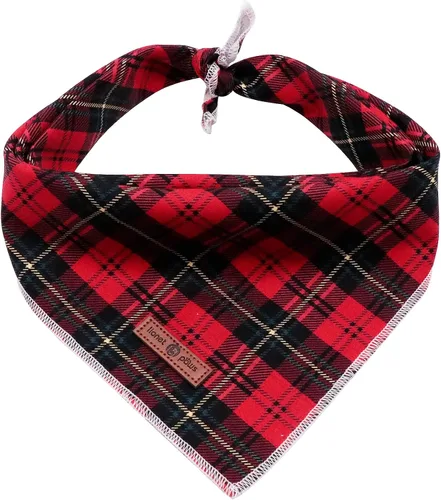 Vista 11 de Lionet Paws Bandana para Perro de Algodón Lavable Pañuelo Bufanda Bandana Triangular para Perros Pequeños Medianos y Grandes Cuadrícula Negra