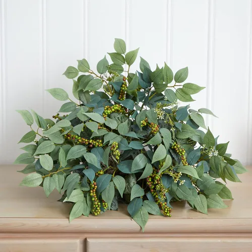 Vista 4 de Nearly Natural Planta de repisa artificial de ficus y fittonia mixta de 20 pulgadas