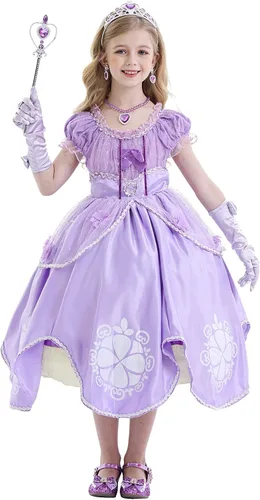 Vista 3 de Eledobby Disfraz de princesa Sofía para niñas pequeñas Halloween cosplay disfraces de cumpleaños fiestas de Navidad