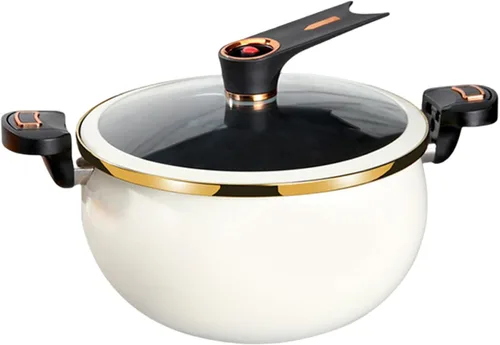 Vista 5 de Mini olla a presión, olla a presión de calentamiento rápido de 8 litros con asas de bloqueo, olla antiadherente con tapa transparente estable