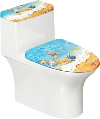 Vista 41 de Flashideas Juego de cubierta para tanque y tapa de inodoro con estampados de patas de perro coloridas - Elástico, se adapta a la mayoría de tanques