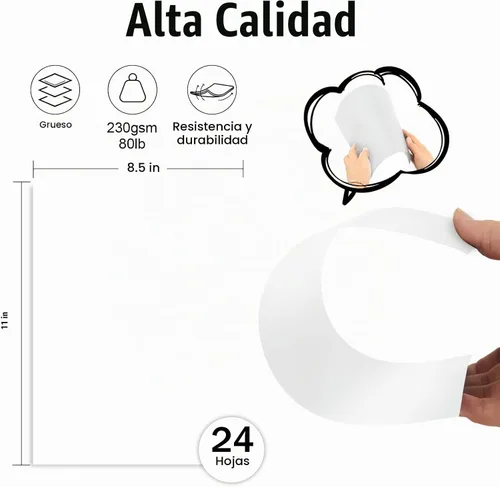 Vista 2 de 24 hojas de cartulina blanca de 8.5 x 11, papel de impresora Goefun de 80 Blanco-paquete de 24