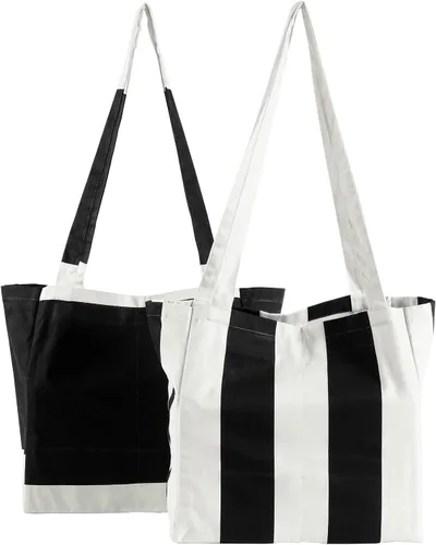 Vista 13 de HPD Half Price Drapes Bolsas de compras reutilizables para comestibles, paquete de 2 bolsas de algodón ligeras PRCT-GB81602-ST, Aiden Geometric