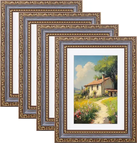 Vista 52 de eletecpro 8x10 Vintage Picture Frame, Glass Cover, Gold, 4-Pack Dorado