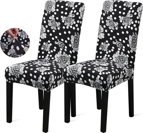 Vista 107 de Sufdari Juego de 2 fundas para sillas de comedor, fundas para sillas de cocina, fundas para sillas Parsons, protectores de sillas de elastano