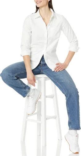 Vista 4 de Amazon Essentials Camisa Oxford elástica de manga larga con botones para mujer (disponible en tallas extragrandes)