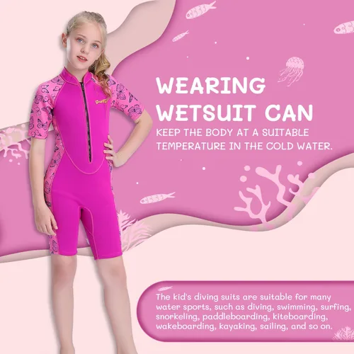 Vista 4 de Goldfin - Traje de neopreno para niños, 2 mm y 3 mm, con cremallera frontal, para niños pequeños, mantiene el calor para deportes acuáticos, surf