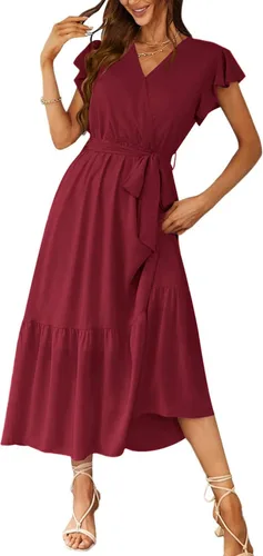 Vista 23 de PRETTYGARDEN Vestido largo bohemio floral de verano para mujer Melocotón Floral
