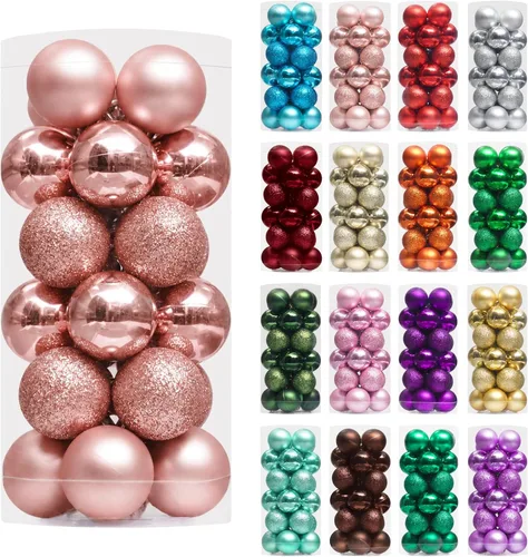 Vista 33 de XmasExp Juego de 24 mini esferas de Navidad inastillables para bolas de árbol de Navidad, 1.18 pulgadas (negro)