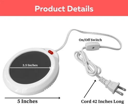Vista 4 de Evelots Calentador eléctrico de tazas de escritorio, placa de calentamiento de velas, calentador de taza de café, también ideal para té caliente