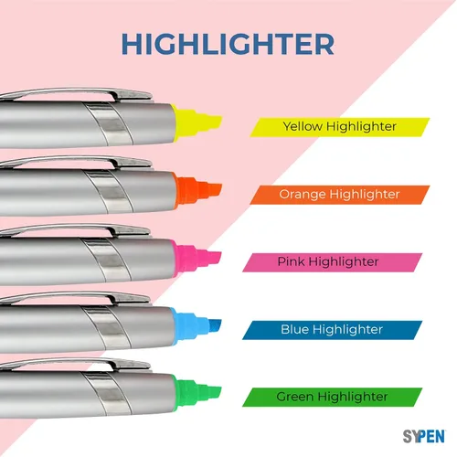 Vista 3 de SyPen Bolígrafos personalizados con resaltador, paquete de 200 impresiones sin granel, resaltador de la Biblia de 2 pulgadas con combo de bolígrafo