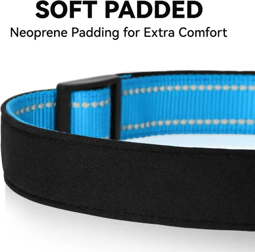 Vista 3 de Collar reflectante para perro, collar de neopreno suave de nailon acolchado para mascotas con hebilla de liberación rápida, diseño sin