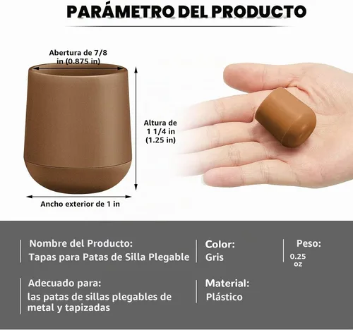 Vista 2 de 36 piezas de tapas para patas de silla plegables de 7/8 pulgadas, tapas de extremo de silla de plástico resistente, deslizadores de muebles que
