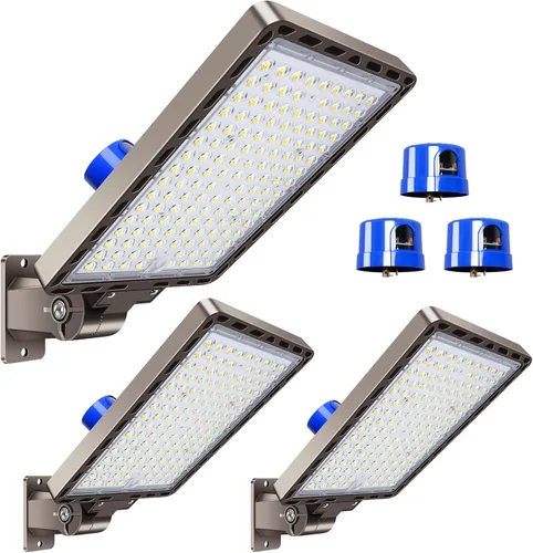 Vista 11 de Luz LED para Estacionamiento de 200W 28000LM Brillante del Anochecer al Amanecer Reflectores Exteriores con Soporte de Yugo de Pared Trunnion 5500K