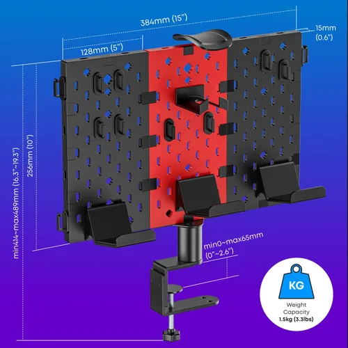 Vista 8 de PUTORSEN Headphone and Controller Holder for Desk, Rotatable DIY Modular Headphones Holder & Controller Stand with Cable Hooks, Clamped AboveUnder
