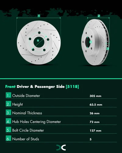 Vista 5 de SCITOO Kit de Frenos Delanteros Rotores de Freno Delanteros y Pastillas de Freno de Cerámica compatibles con Jeep Grand Cherokee 1999-2004