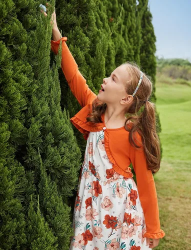 Vista 8 de PATPAT 2 Piece Girl's Dress with Cardigan Red Plaid Sleeveless Christmas Dress and Black Bowknot Cardigan Set