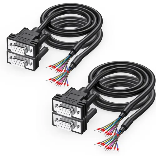 Vista 10 de Paquete de 2 cables serie DB9 RS232 de 1.5 pies, DB9 hembra a extremo de cable desnudo, conector D-SUB de 9 pines RS232 a cable de cable desnudo, 9
