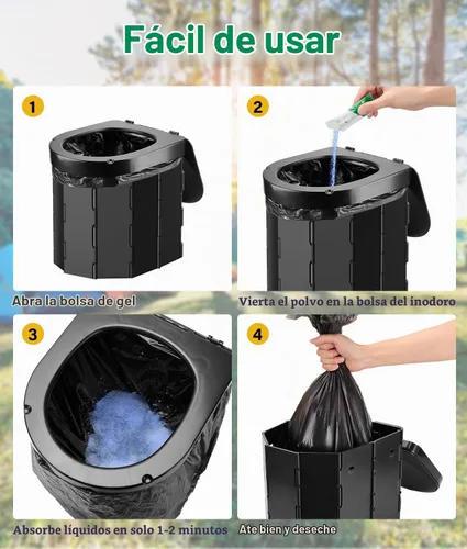 Vista 6 de 40 bolsas de inodoro portátiles con juego de 40 poo gel, bolsa de inodoro de campamento de 12 galones con poder ecológico súper absorbente, bolsas