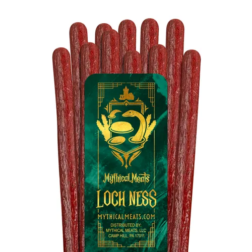 Vista 13 de Mythical Meats Sabor original (basilisco) Paquete de 12 palitos de bocadillo – Alligator suave con cerdo y carne de res – Carnes secas