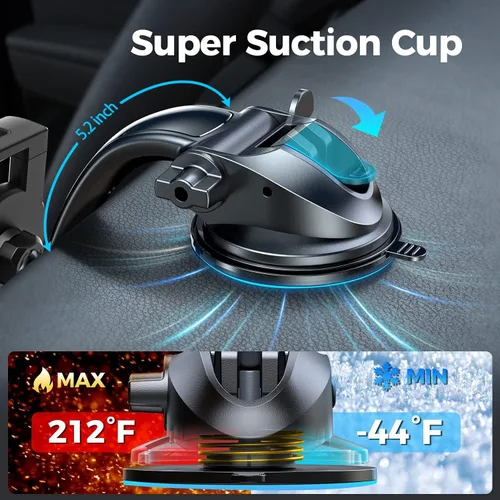 Vista 3 de Soporte de tablet para tablero de instrumentos para automóvil, brazo ajustable y estable Car Dash Windshield Tablet Holder Suction for 4-13