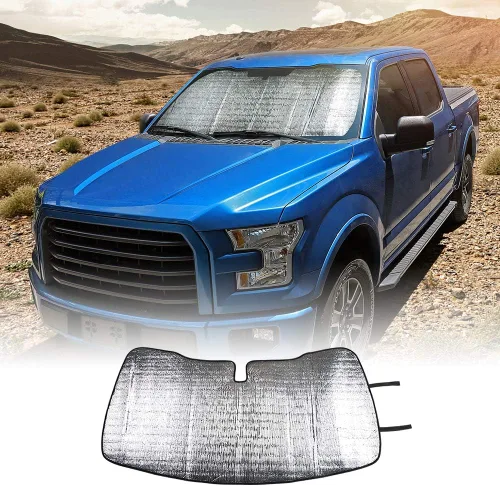 Vista 8 de RT-TCZ Parasol para Parabrisas Protector Solar Escudo Térmico Parasol de Ventana Visera Solar Alfombrilla para Ford F150 2009-2014, Bandera de EE.UU