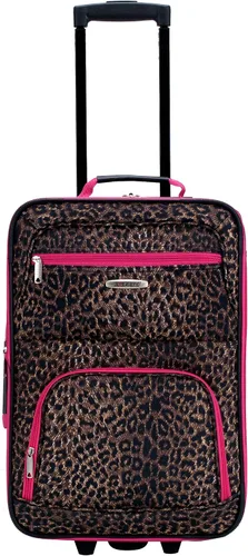 Vista 2 de Rockland Jungle Softside Juego de maletas verticales, Pink Leopard), F125-PINKLEOPARD