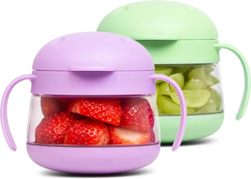 Vista 14 de Ubbi Tweat Contenedor de snacks sin derrame para niños, libre de BPA, tazón de viaje para niños pequeños, rosa rubor Tritan - Tazas a prueba
