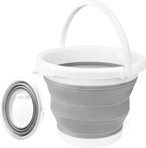 Vista 10 de Cubo de mopa plegable y cubo para hielo - 5L (1.3 galones) Cubo de polvo de silicona para limpieza del hogar, suministros de limpieza portátiles