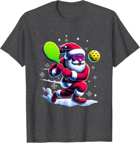 Vista 29 de Pickle Ball Navidad Santa Deporte Jugador Padel Raqueta Snow Camiseta Negro
