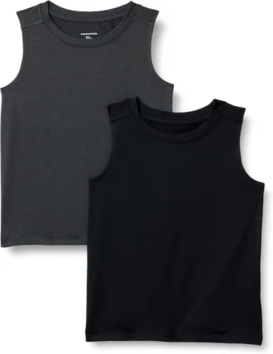 Vista 11 de Amazon Essentials Boys' Tech Stretch Muscle Tank Top, Multipacks Verde oscuro/Grafito jaspeado