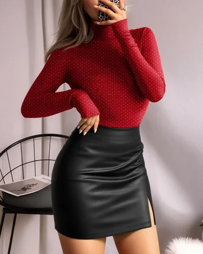 Vista 59 de MANGOPOP - Enterizo para mujer, manga larga, cuello de tortuga, cuello alto falso, estilo top