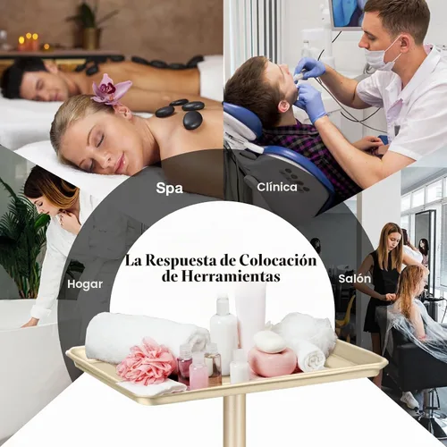 Vista 7 de Bandeja de salón, oro champán, altura ajustable, fácil de instalar