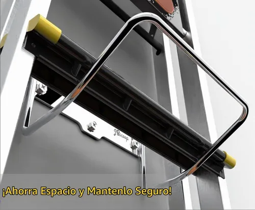 Vista 7 de JBscoop Percha de escalera para pared de garaje, cochecitos de almacenamiento de escalera y silla plegable, soporte de escalera resistente a prueba
