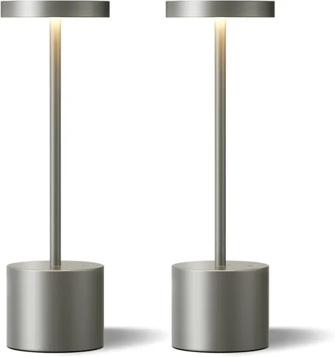 Vista 10 de Lámpara de mesa inalámbrica negra, lámparas con batería recargable de 4000mAh, lámparas LED inalámbricas para exteriores con atenuación continua