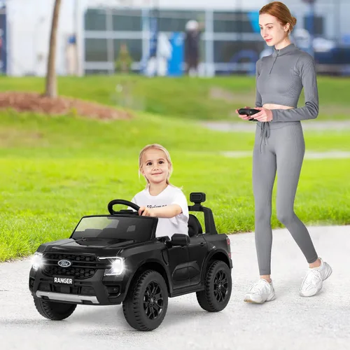Vista 2 de HONEY JOY Vehículo eléctrico Ford Ranger con licencia de 12 V para niños, suspensión de resorte, música y 3 velocidades, bocina, luces LED, juguete
