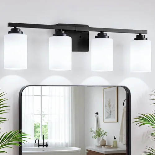 Vista 21 de VerRon Juego de 2 apliques de pared para baño, lámparas modernas de tocador, faroles de montaje de bronce cepillado al óleo, luces de pared