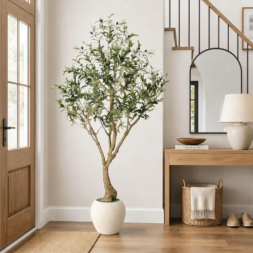 Vista 6 de Árbol de olivo sintético de 6 pies para interior con maceta, planta
